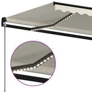 Τέντα Συρόμενη Χειροκίνητη με LED Κρεμ 600 x 350 εκ.