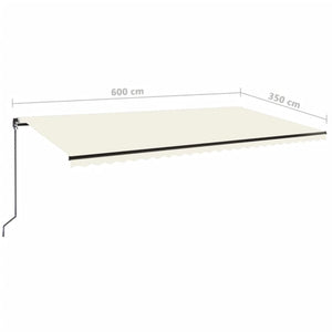 Τέντα Συρόμενη Χειροκίνητη με LED Κρεμ 600 x 350 εκ.