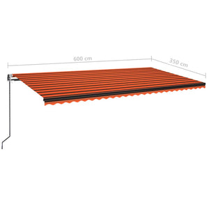 Τέντα Συρόμενη Αυτόματη Πορτοκαλί / Καφέ 600 x 350 εκ. - Pakobazaar