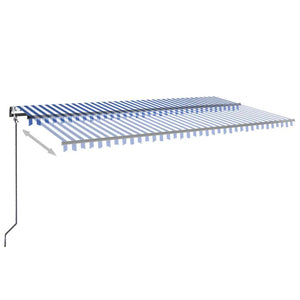 Τέντα Αυτόματη με LED & Αισθ. Ανέμου Μπλε/Λευκό 600 x 350 εκ.