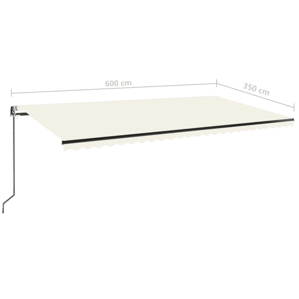 Τέντα Αυτόματη με LED & Αισθητήρα Ανέμου Κρεμ 600x350 εκ.