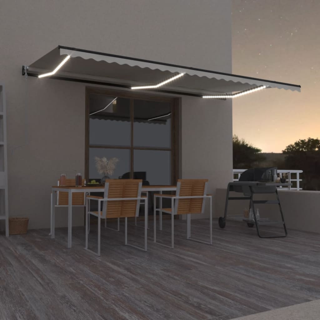 Τέντα Αυτόματη με LED & Αισθητήρα Ανέμου Κρεμ 600x350 εκ.