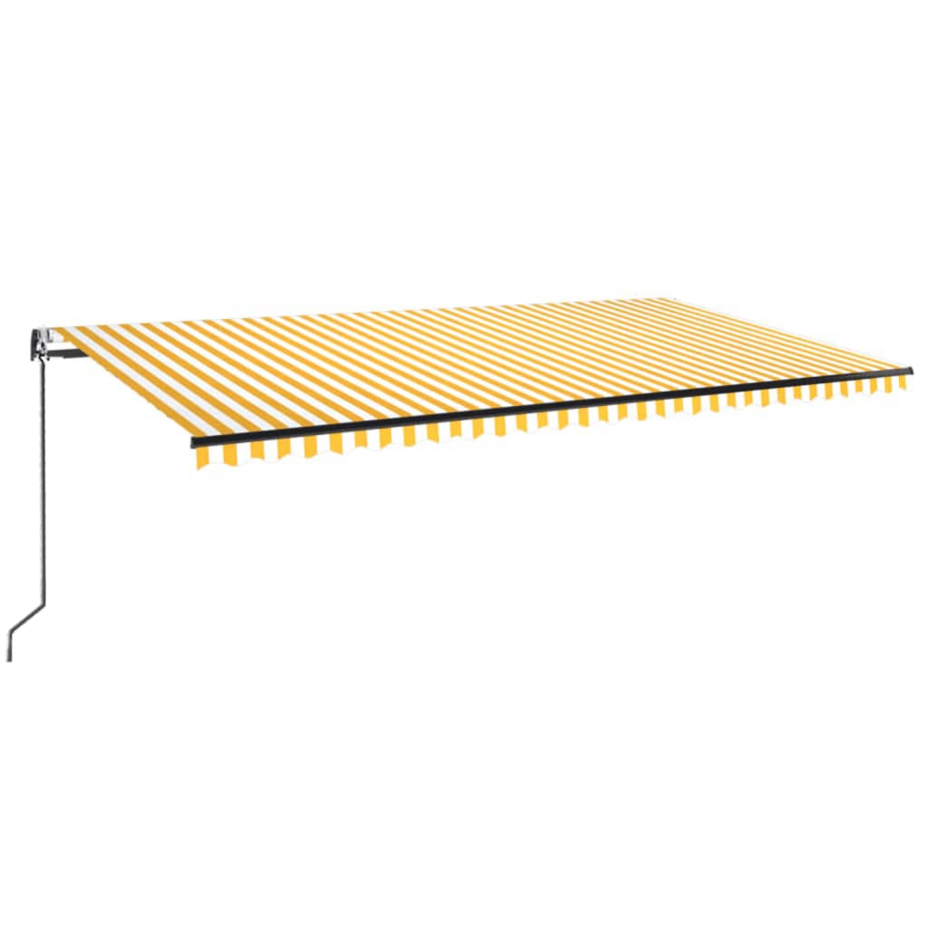 Τέντα Αυτόματη με LED&Αισθητήρα Ανέμου Κίτρινο/Λευκό 600x350εκ. - Pakobazaar