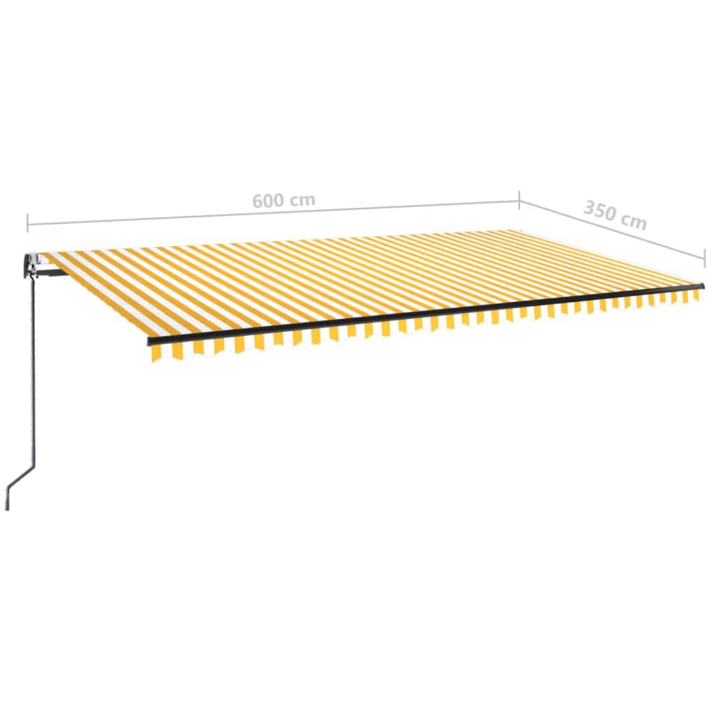 Τέντα Αυτόματη με LED&Αισθητήρα Ανέμου Κίτρινο/Λευκό 600x350εκ. - Pakobazaar