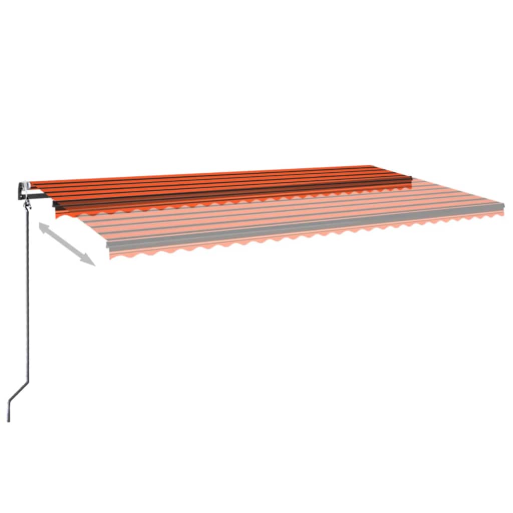 Τέντα Αυτόματη με LED/Αισθητ. Ανέμου Πορτοκαλί/Καφέ 600x350 εκ. - Pakobazaar