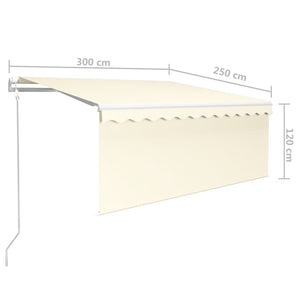 Τέντα Αυτόματη με Σκίαστρο/LED/Αισθ. Ανέμου Κρεμ 3 x 2,5 μ. - Pakobazaar