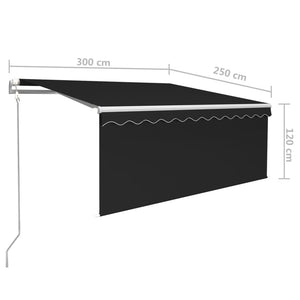 Τέντα Αυτόματη με Σκίαστρο/LED/Αισθ. Ανέμου Ανθρακί 3 x 2,5 μ. - Pakobazaar