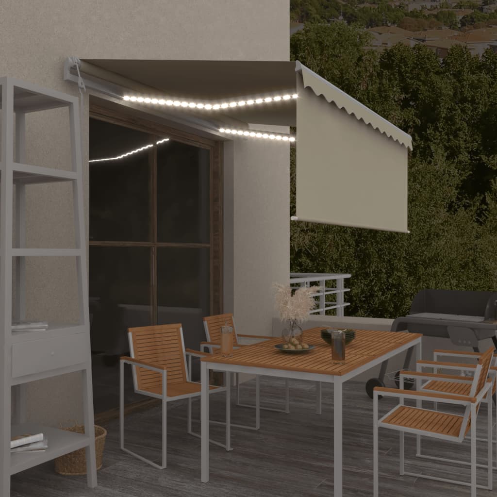 Τέντα Αυτόματη με Σκίαστρο/LED και Αισθ. Ανέμου Κρεμ 3,5 x 2,5μ - Pakobazaar
