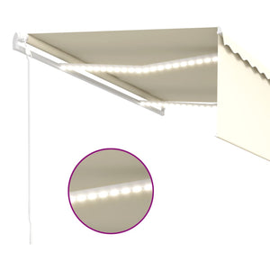 Τέντα Αυτόματη με Σκίαστρο/LED/Αισθητήρα Ανέμου Κρεμ 4x3 μ.
