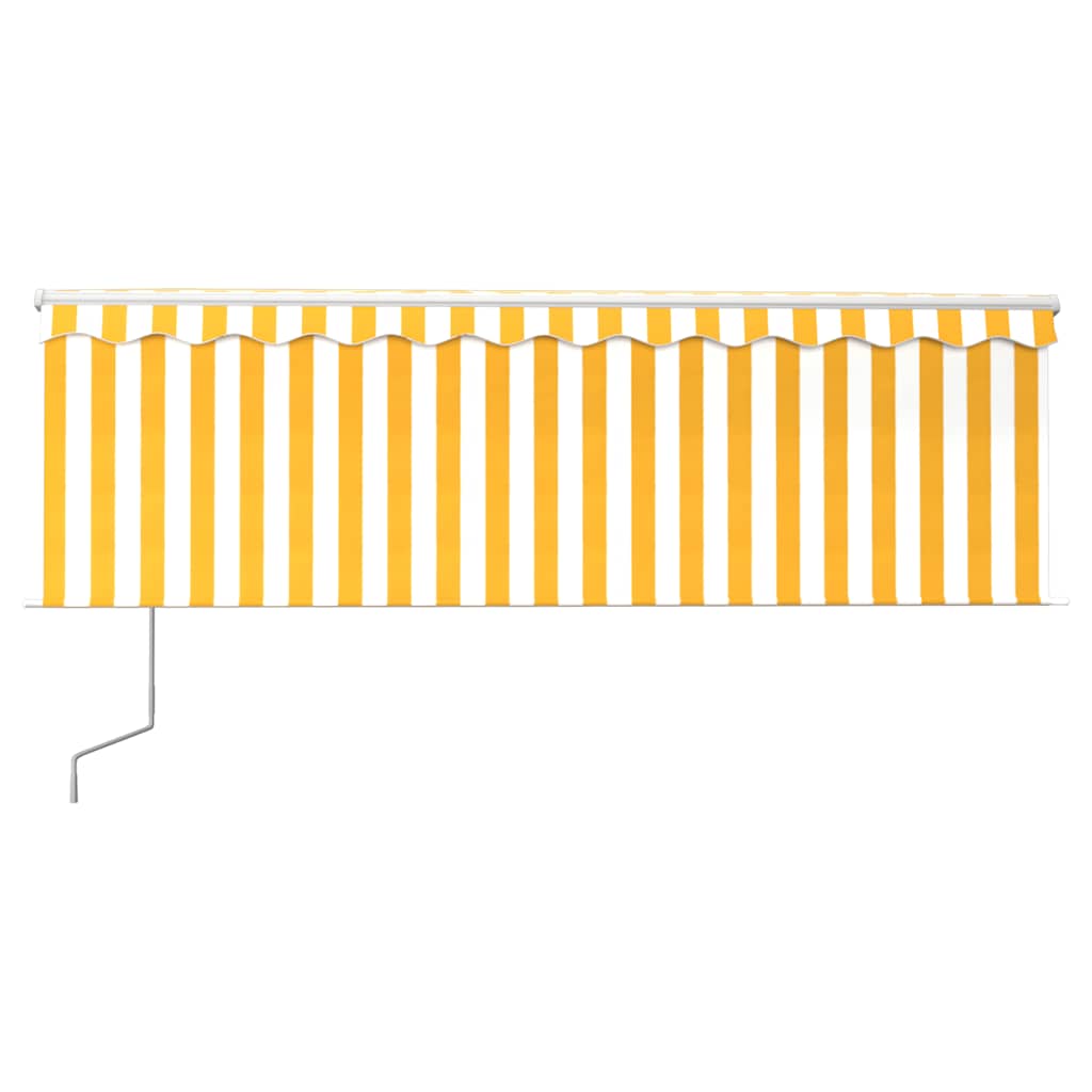 Τέντα Αυτόματη με Σκίαστρο/LED/Αισθ. Ανέμου Κίτρινο/Λευκό 4x3 μ - Pakobazaar