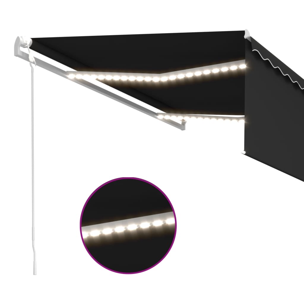Τέντα Αυτόματη με Σκίαστρο/LED/Αισθ. Ανέμου Ανθρακί 4 x 3 μ. - Pakobazaar