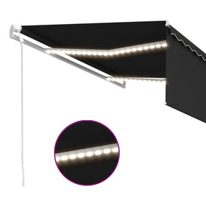 Τέντα Αυτόματη με Σκίαστρο/LED/Αισθ. Ανέμου Ανθρακί 4 x 3 μ. - Pakobazaar