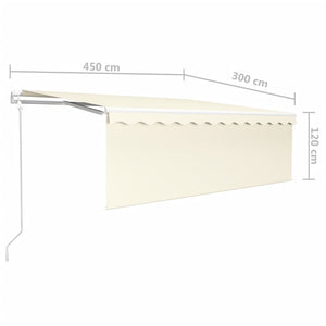 Τέντα Αυτόματη με Σκίαστρο/LED/Αισθ. Ανέμου Κρεμ 4,5 x 3 μ.