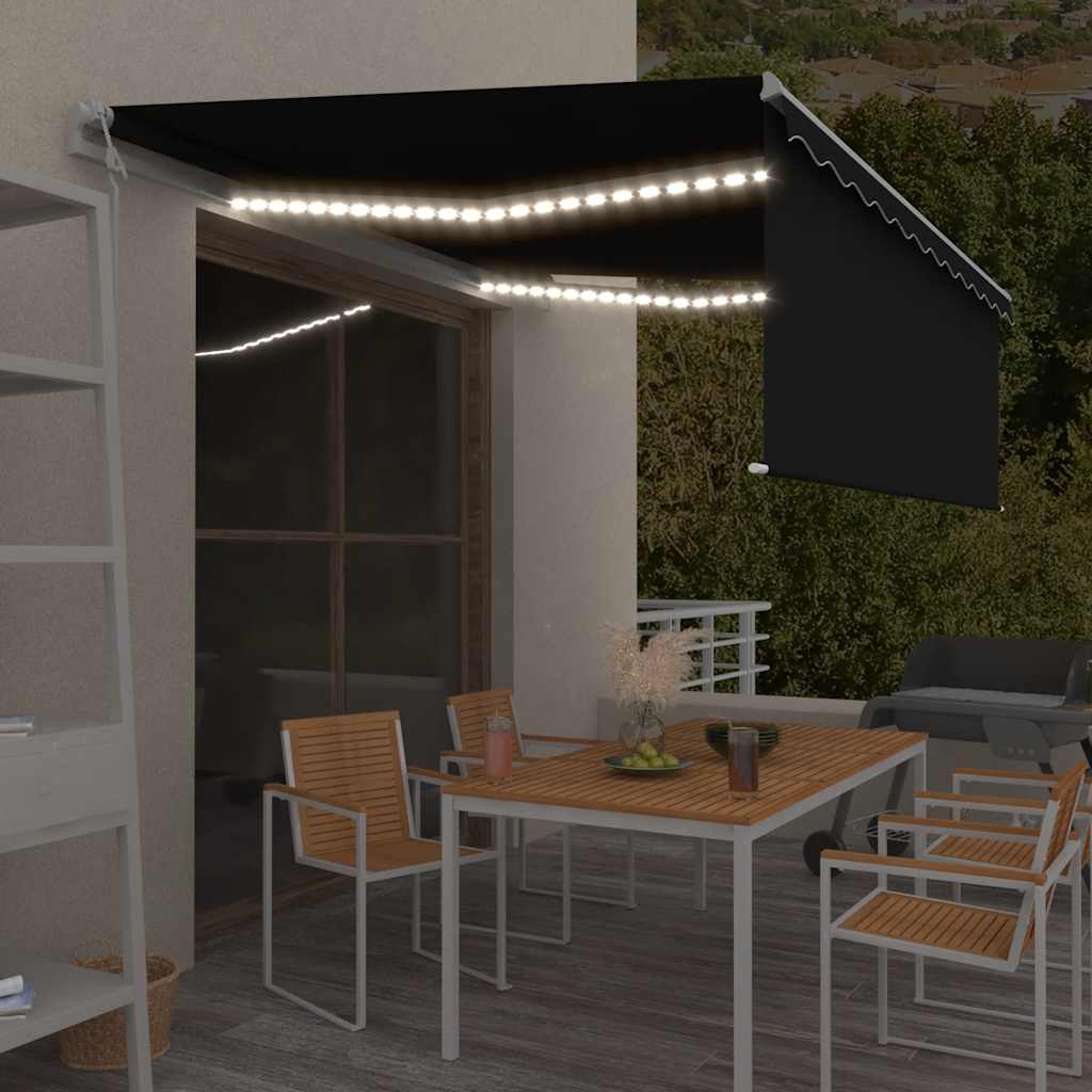 Τέντα Αυτόματη με Σκίαστρο/LED/Αισθ. Ανέμου Ανθρακί 4,5 x 3 μ. - Pakobazaar