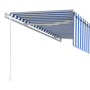 Τέντα Συρόμενη Αυτόματη με Σκίαστρο Μπλε / Λευκό 5 x 3 μ.