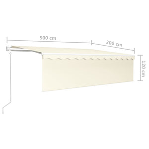 Τέντα Αυτόματη με Σκίαστρο/LED/Αισθ. Ανέμου Κρεμ 5 x 3 μ. - Pakobazaar