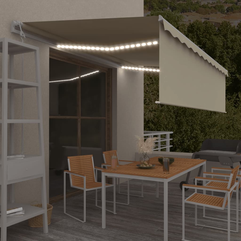 Τέντα Αυτόματη με Σκίαστρο/LED/Αισθ. Ανέμου Κρεμ 5 x 3 μ. - Pakobazaar