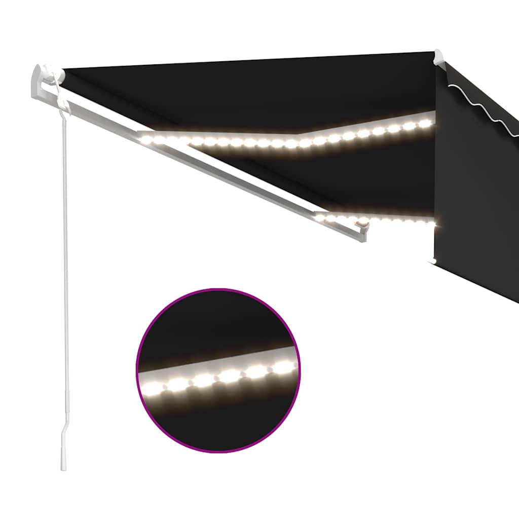 Τέντα Αυτόματη με Σκίαστρο/LED/Αισθητήρα Ανέμου Ανθρακί 5x3 μ. - PAKOBAZAAR
