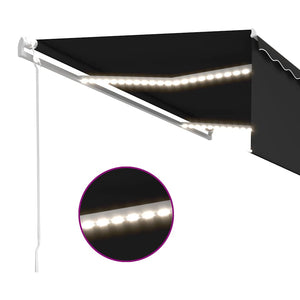 Τέντα Αυτόματη με Σκίαστρο/LED/Αισθητήρα Ανέμου Ανθρακί 5x3 μ. - PAKOBAZAAR