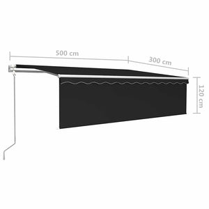 Τέντα Αυτόματη με Σκίαστρο/LED/Αισθητήρα Ανέμου Ανθρακί 5x3 μ. - PAKOBAZAAR
