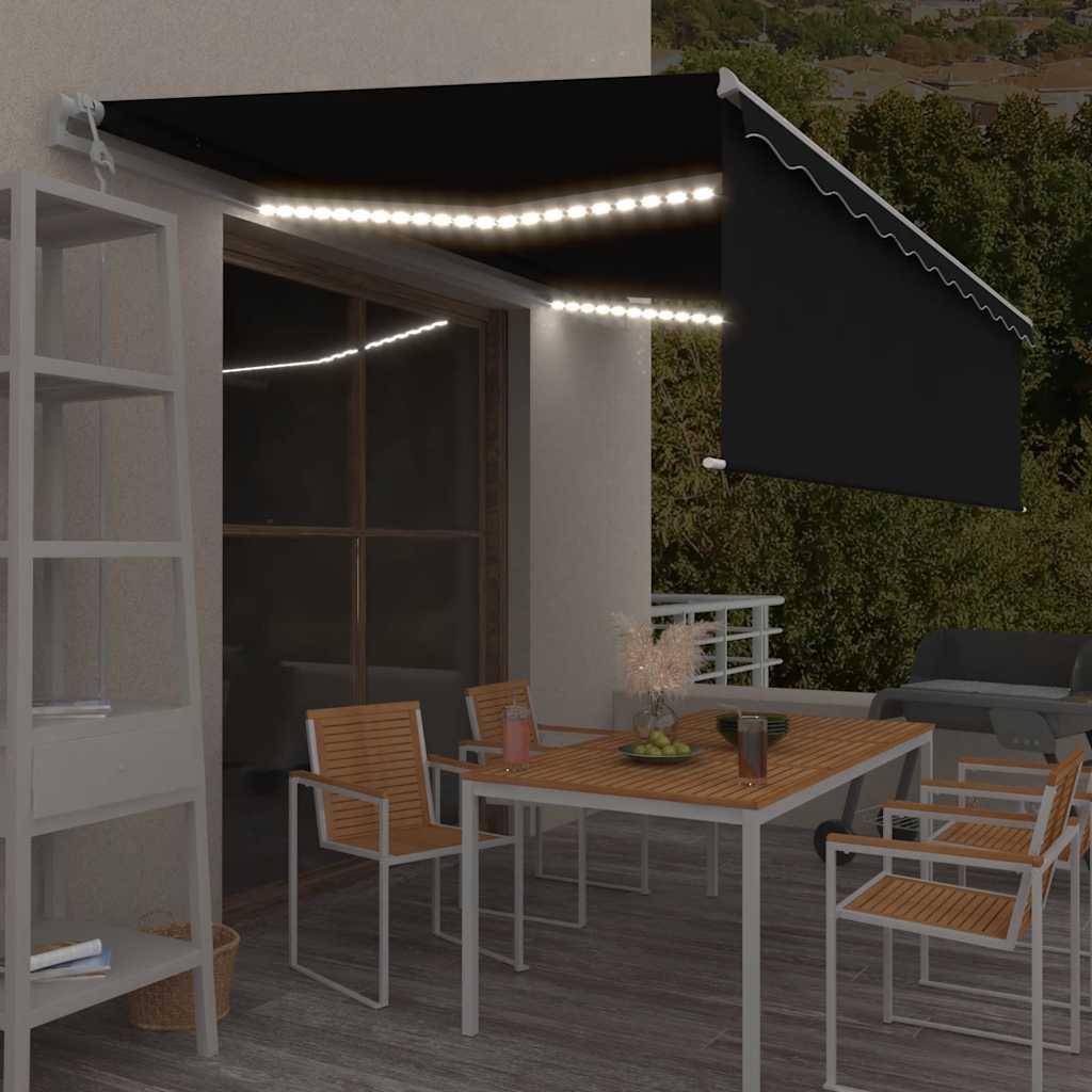 Τέντα Αυτόματη με Σκίαστρο/LED/Αισθητήρα Ανέμου Ανθρακί 5x3 μ. - PAKOBAZAAR