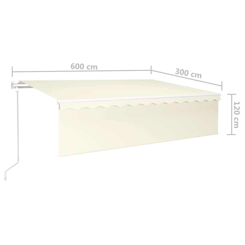 Τέντα Αυτόματη με Σκίαστρο/LED/Αισθητήρα Ανέμου Κρεμ 6 x 3 μ. - Pakobazaar
