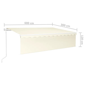 Τέντα Αυτόματη με Σκίαστρο/LED/Αισθητήρα Ανέμου Κρεμ 6 x 3 μ. - Pakobazaar
