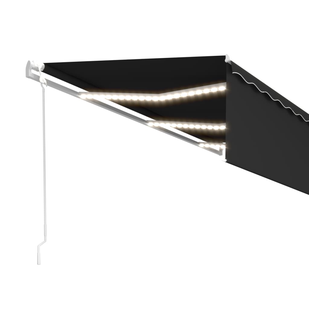 Τέντα Αυτόματη με Σκίαστρο/LED/Αισθ. Ανέμου Ανθρακί 6 x 3 μ. - Pakobazaar