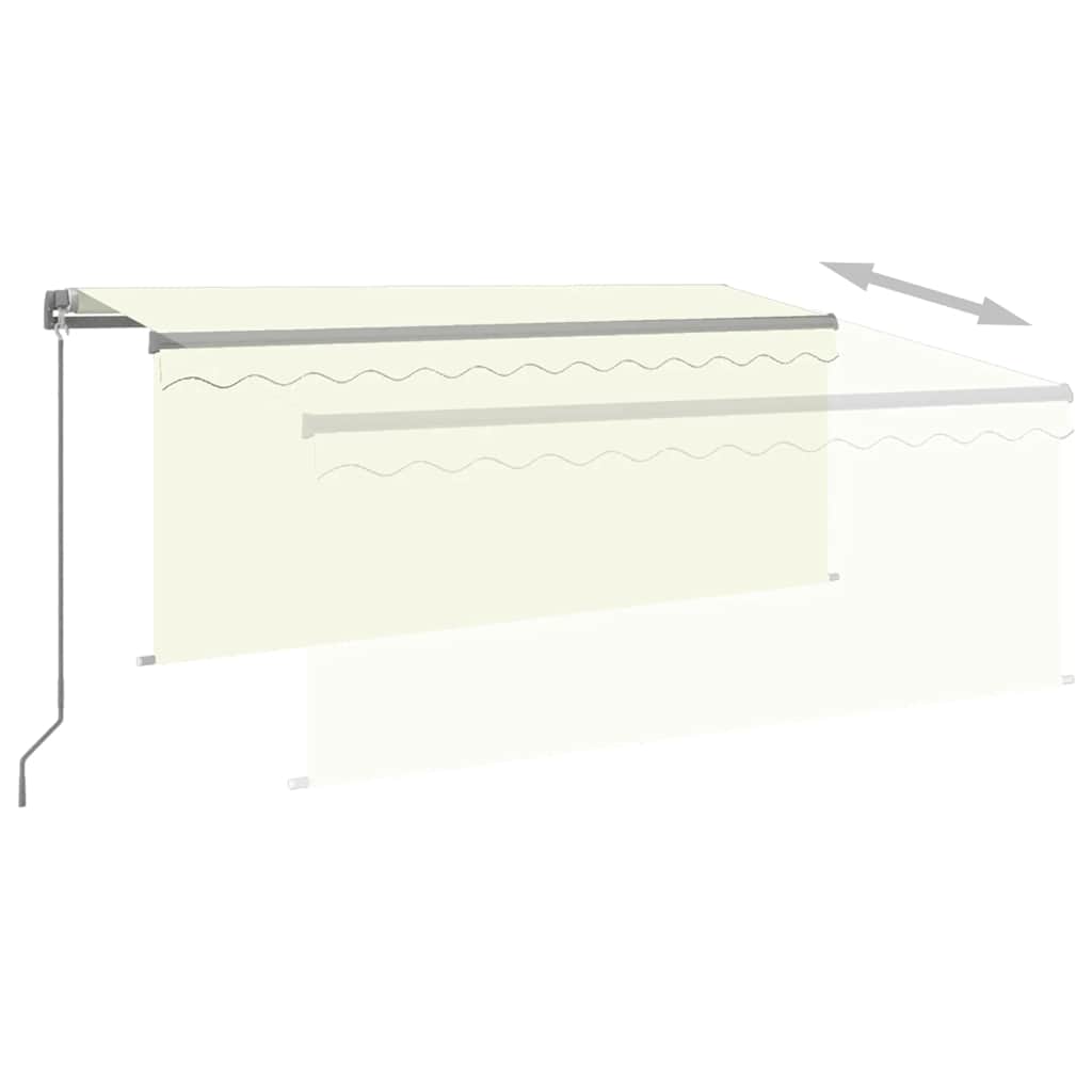 Τέντα Συρόμενη Χειροκίνητη με Σκίαστρο & LED Κρεμ 3 x 2,5 μ. - PAKOBAZAAR