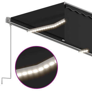 Τέντα Αυτόματη με Σκίαστρο/LED/Αισθ. Ανέμου Ανθρακί 3 x 2,5 μ. - Pakobazaar
