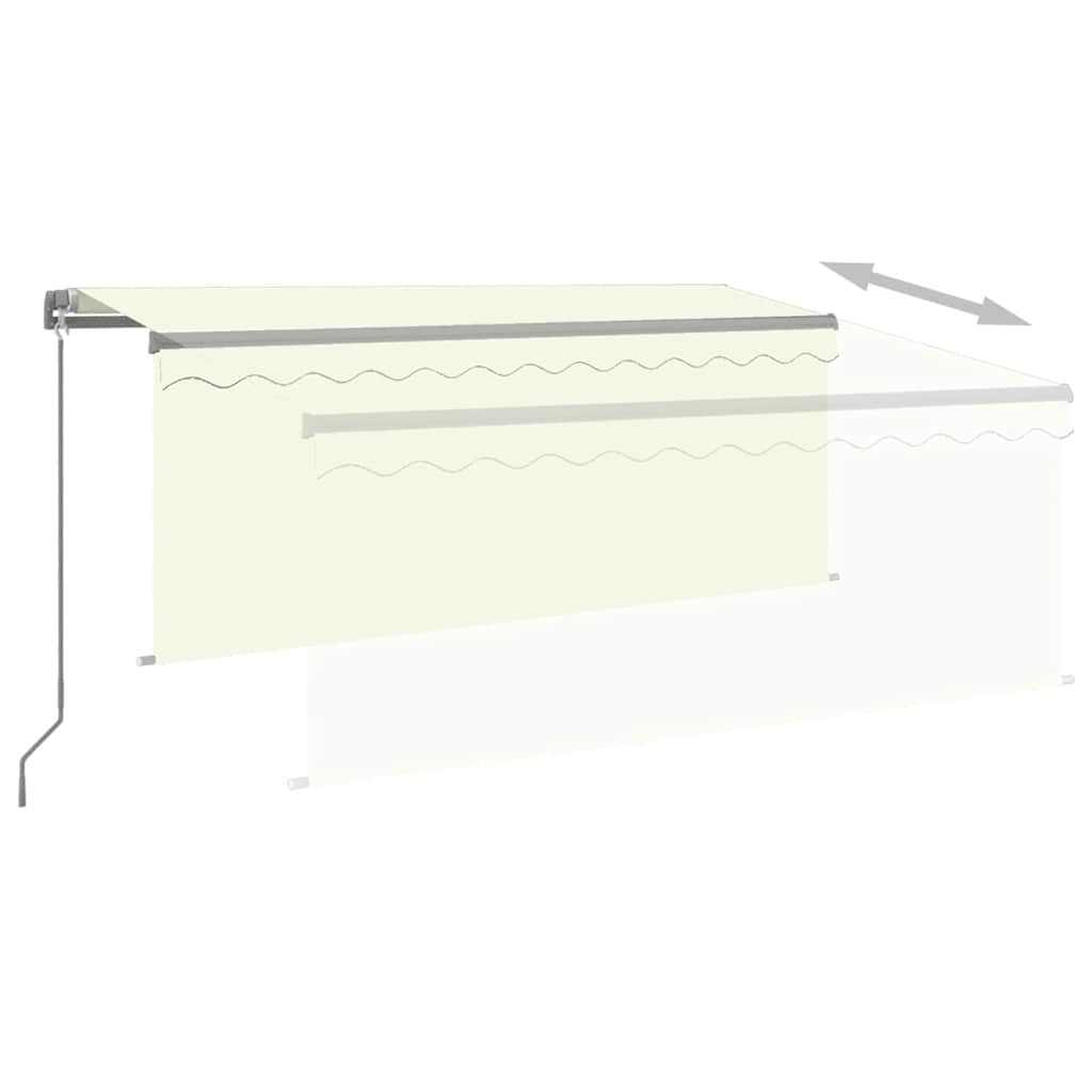 Τέντα Συρόμενη Χειροκίνητη με Σκίαστρο & LED Κρεμ 3,5 x 2,5 μ. - PAKOBAZAAR