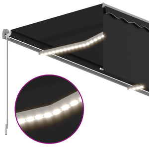 Τέντα Συρόμενη Χειροκίνητη με Σκίαστρο&LED Ανθρακί 3,5 x 2,5 μ - PAKOBAZAAR