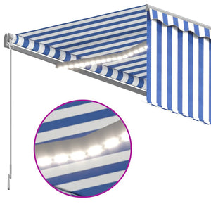 Τέντα Αυτόματη με Σκίαστρο/LED/Αισθ. Ανέμου Μπλε/Λευκό 4x3 μ. - PAKOBAZAAR