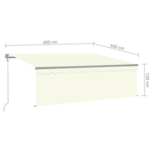 Τέντα Αυτόματη με Σκίαστρο/LED/Αισθητήρα Ανέμου Κρεμ 4x3 μ. - PAKOBAZAAR