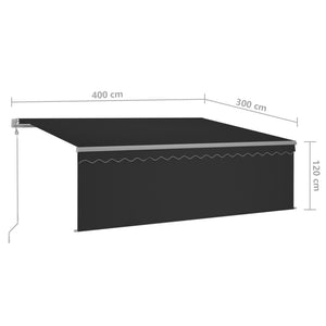 Τέντα Αυτόματη με Σκίαστρο/LED/Αισθ. Ανέμου Ανθρακί 4 x 3 μ. - PAKOBAZAAR