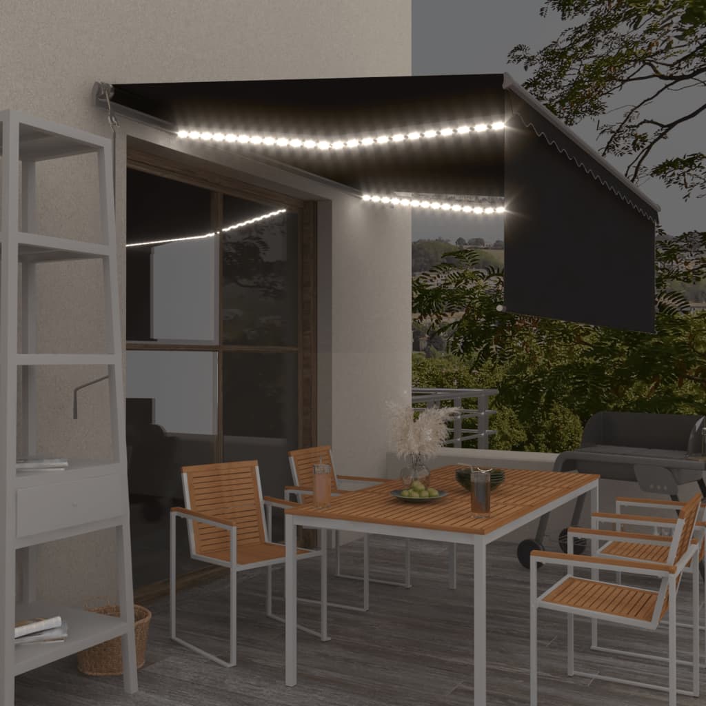 Τέντα Αυτόματη με Σκίαστρο/LED/Αισθ. Ανέμου Ανθρακί 4 x 3 μ. - PAKOBAZAAR