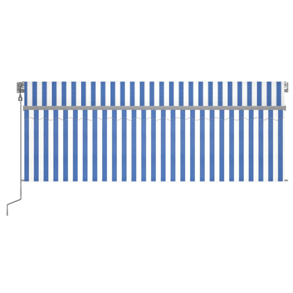 Τέντα Αυτόματη με Σκίαστρο/LED/Αισθ. Ανέμου Μπλε/Λευκό 4,5x3 μ. - PAKOBAZAAR