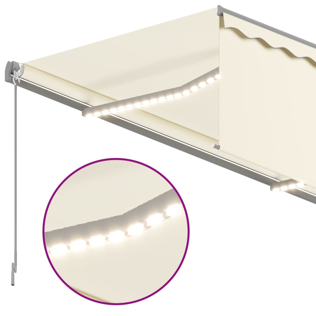 Τέντα Αυτόματη με Σκίαστρο/LED/Αισθ. Ανέμου Κρεμ 4,5 x 3 μ. - Pakobazaar