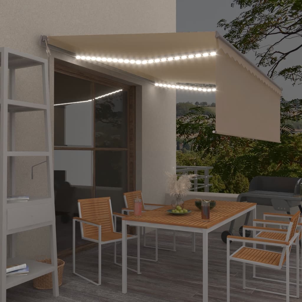 Τέντα Αυτόματη με Σκίαστρο/LED/Αισθ. Ανέμου Κρεμ 4,5 x 3 μ. - Pakobazaar