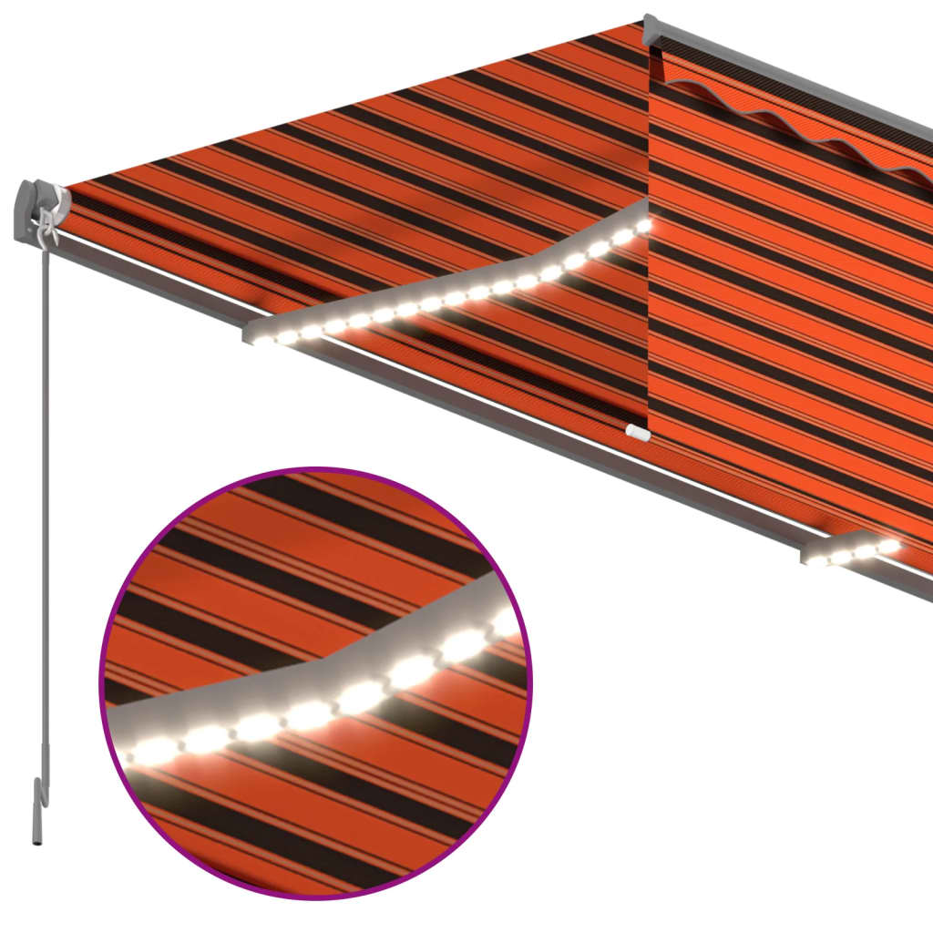 Τέντα Αυτόματη με Σκίαστρο/LED/Αισθ. Ανέμου Πορτ./Καφέ 4,5x3 μ - PAKOBAZAAR