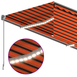 Τέντα Αυτόματη με Σκίαστρο/LED/Αισθ. Ανέμου Πορτ./Καφέ 4,5x3 μ - PAKOBAZAAR