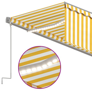 Τέντα Αυτόματη με Σκίαστρο/LED/Αισθ. Ανέμου Κίτρ/Λευκό 5 x 3 μ. - PAKOBAZAAR