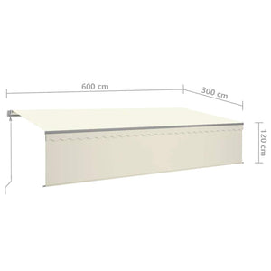 Τέντα Αυτόματη με Σκίαστρο/LED/Αισθητήρα Ανέμου Κρεμ 6 x 3 μ. - Pakobazaar
