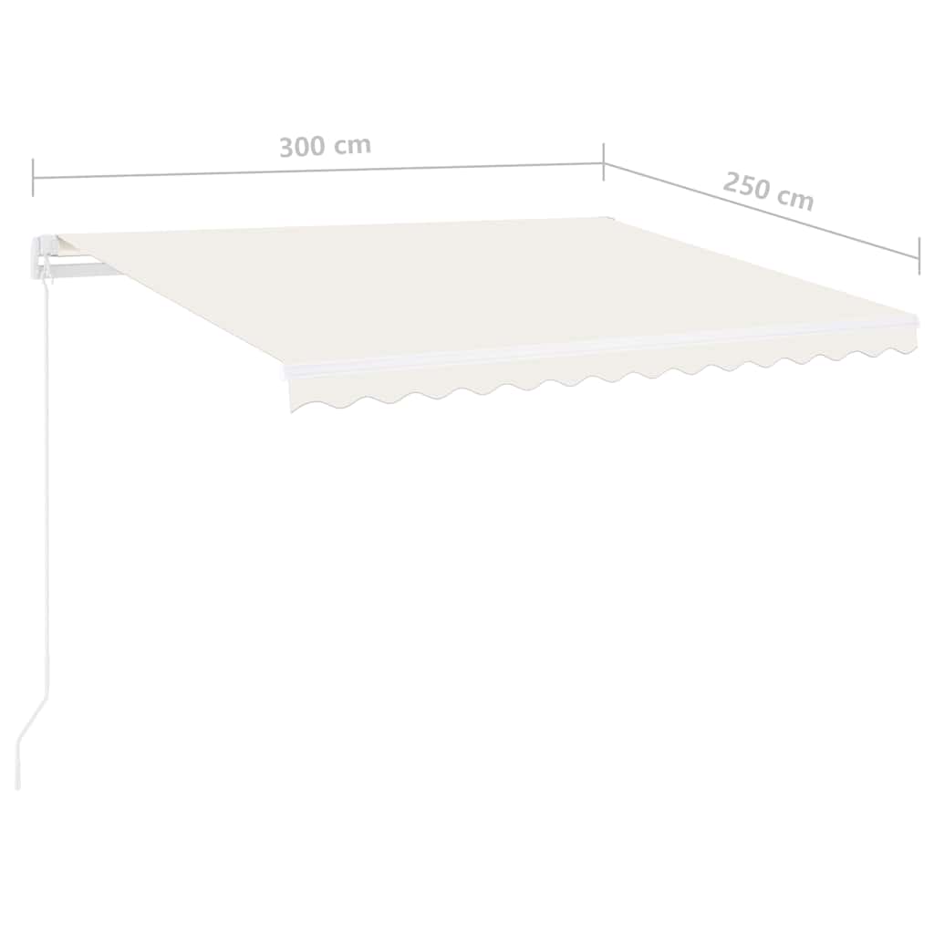 Τέντα Συρόμενη Χειροκίνητη με LED Κρεμ 300 x 250 εκ. - PAKOBAZAAR