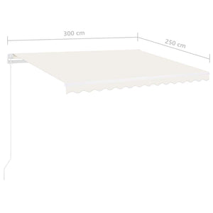 Τέντα Συρόμενη Χειροκίνητη με LED Κρεμ 300 x 250 εκ.