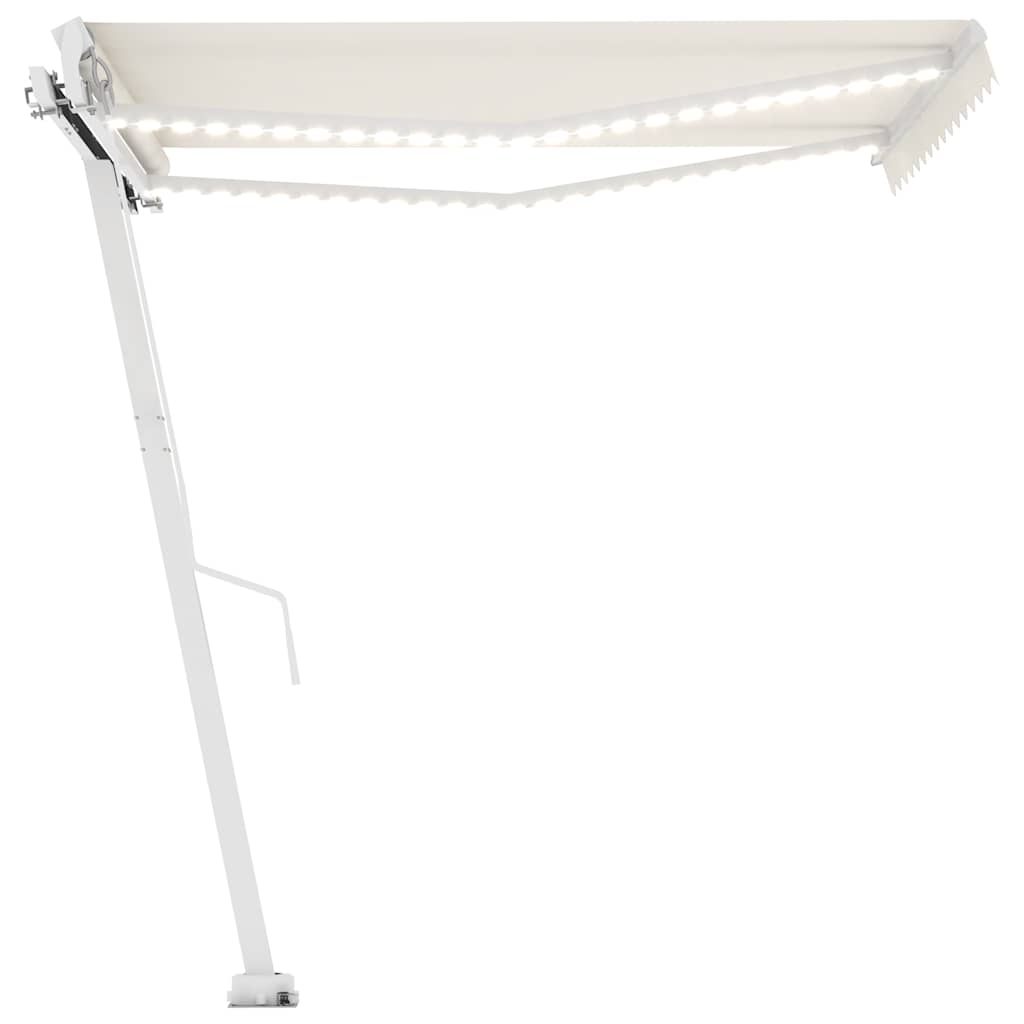 Τέντα Συρόμενη Χειροκίνητη με LED Κρεμ 300 x 250 εκ. - PAKOBAZAAR