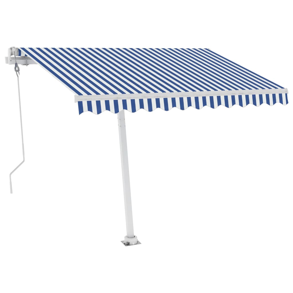 Τέντα Αυτόματη με LED & Αισθητήρα Ανέμου Μπλε/Λευκό 300x250 εκ.