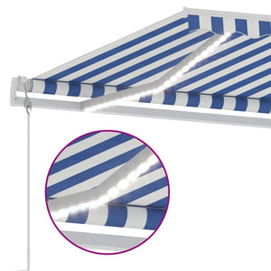 Τέντα Αυτόματη με LED & Αισθητήρα Ανέμου Μπλε/Λευκό 300x250 εκ.