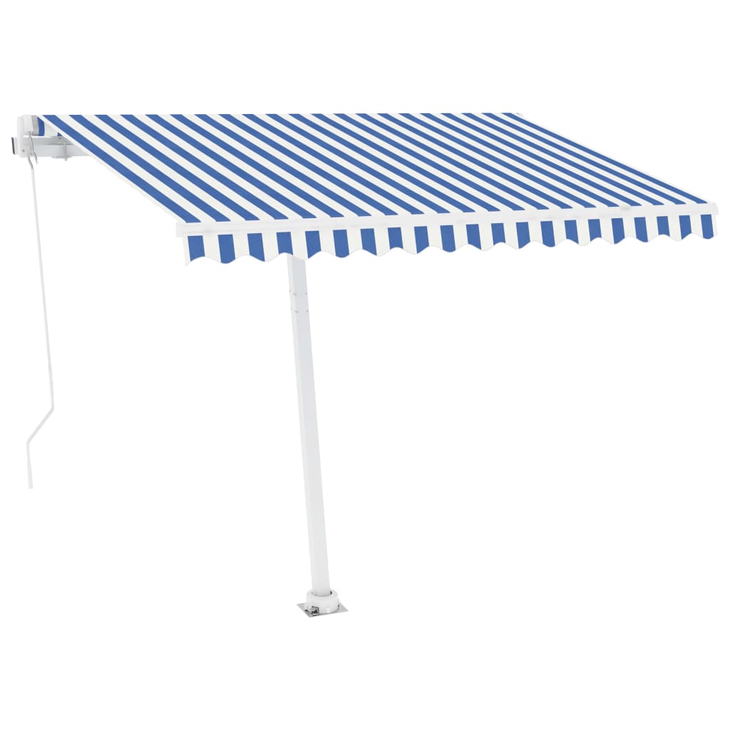 Τέντα Συρόμενη Χειροκίνητη με LED Μπλε / Λευκό 350 x 250 εκ.