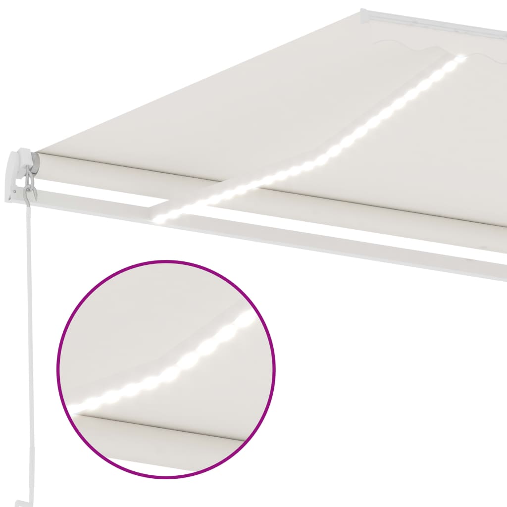 Τέντα Συρόμενη Χειροκίνητη με LED Κρεμ 350 x 250 εκ. - Pakobazaar